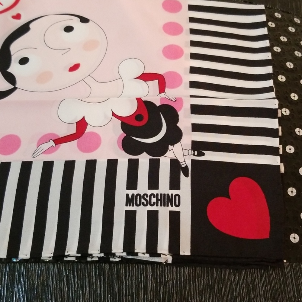 Moschino Pink Olive Silk Scarf